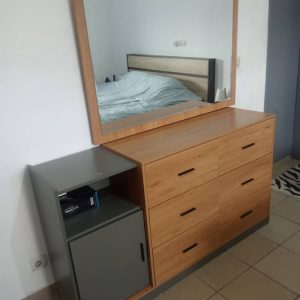 MOOD COIFFEUSE + MIROIR  OAK + LIGHT GREY 150X45X83CM(DISPONIBLE DANS 20 JOURS)