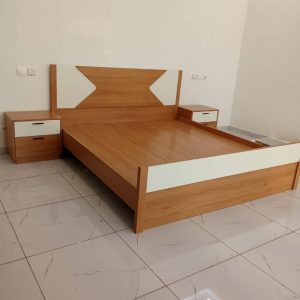 LIT MARFA  + 2 CHEVETS  180X200CM  SANS ARMOIRE COULEUR Walnut+Dark Grey(DISPONIBLE DANS 20 JOURS)