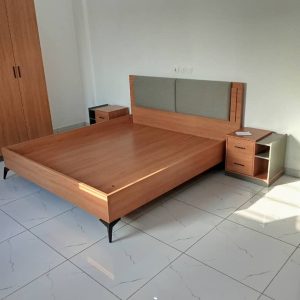 LIT MOOD + 2 CHEVETS  180X200CM  COULEUR OAK+LIGHT GREY( DISPONIBLE DANS 20 JOURS)