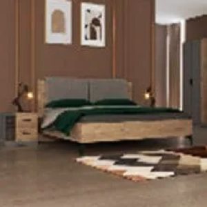 LIT MOOD + 2 CHEVETS  180X200CM  COULEUR OAK+LIGHT GREY