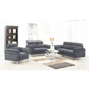 ENSEMBLE CANAPES  LUSK GRIS FONCE 203X89X92CM