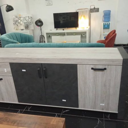 Jules portofino grey+steam black buffet 4 portes+1 tiroir 0355E4PT - L 217,8 x P 49,8 x H 86,7 cm
