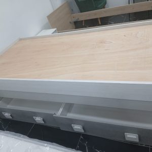 POLHAR Lit Double+2 Tiroirs+2 Étagères sans l'armoire