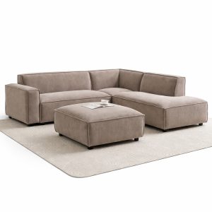 PRIMO CORNER SOFA CANAPE D'ANGLE + POUF  COULEUR TAUPE (DISPONIBLE DANS 20 JOURS)