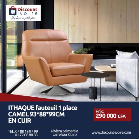 ITHAQUE fauteuil 1 place CAMEL 93*88*99CM