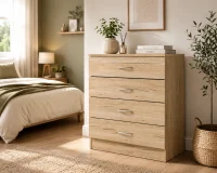 Meuble de Rangement 4 Tiroirs « Pratik » 70cm Chêne Clair