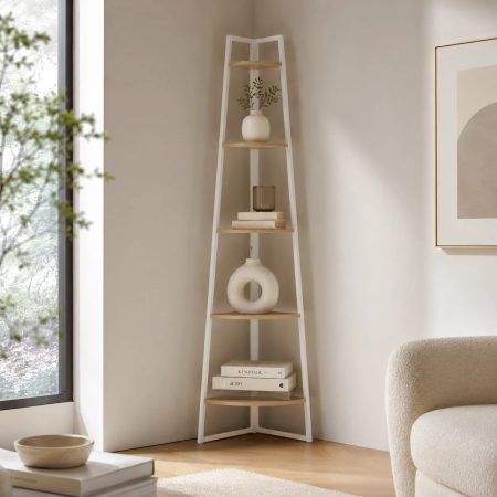 Étagère d’angle 5 niveaux « Casa Blanca » 180cm Blanc