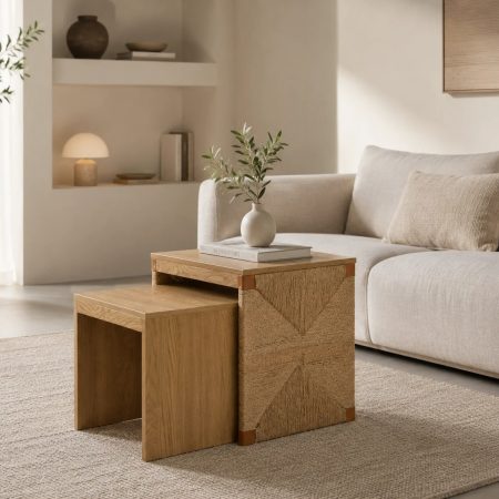 Lot de 2 Tables Gigognes « Bella » 50cm Naturel