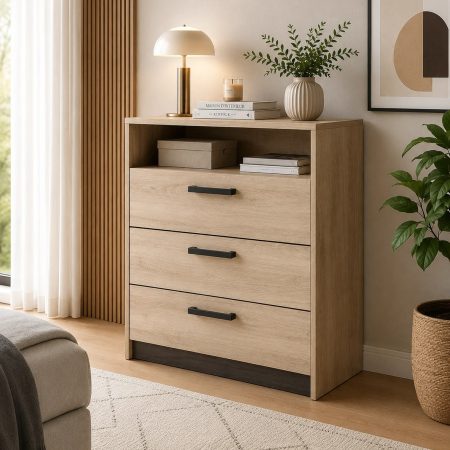 Commode 3 tiroirs « Watson » 85cm Naturel