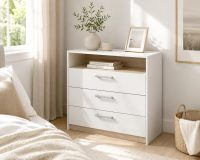 Commode 3 Tiroirs avec Niche « Watson » 85cm Blanc