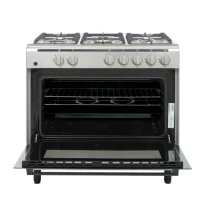 Cuisinière à gaz Vestfrost argentée 90 x 60 5 brûleurs + four