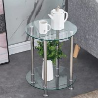 STELLA Table d’appoint en verre ronde argent