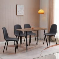 MANBO Table à manger couleur noire + 4 chaises