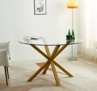 ROSE TABLE A MANGER EN VERRE