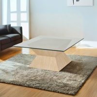 TONY Table basse Transparent et travertin
