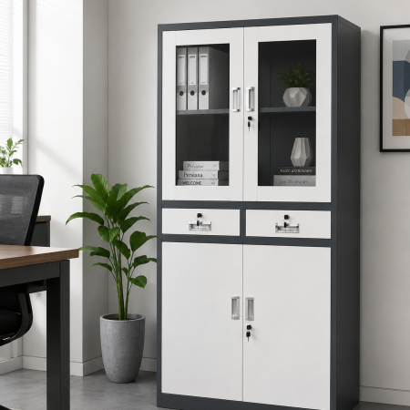 ARMOIRE 2 BATTANT SEMI VITRE