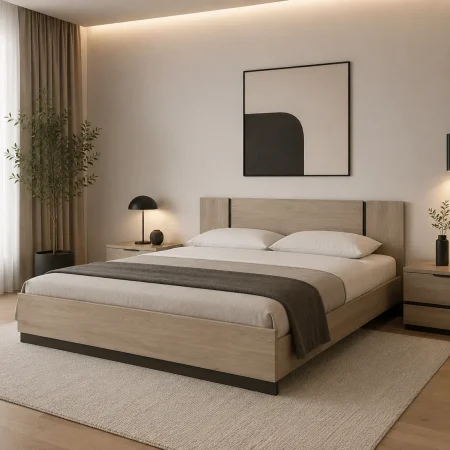 Lit Adulte Design « Watson » 180x200cm Naturel  (SANS CHEVETS)