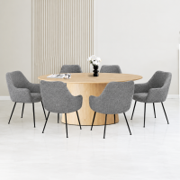 Borja table naturel L180+ 6 chaises ( 6 Gris & Noir)