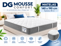 DG MOUSSE MATELAS 140 X 190 CM EP 20 CM - SUPER CONFORT ORTHOPEDIQUE MEDICALE