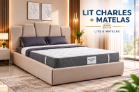 CHARLES lit 160 X 200 CM + DG MOUSSE MATELAS EP 20CM - SUPER CONFORT ORTHOPEDIQUE MEDICALE