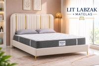 LABZAK lit 160 X 200 cm – en similicuir + DG MOUSSE MATELAS EP 20CM – SUPER CONFORT ORTHOPEDIQUE MEDICALE