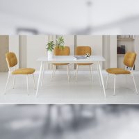 Las Palmas table L140 Blanc & Creme + 4 chaises Jaune & Creme