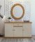 Luanda buffet 3 portes Rovere Naturale Blanc cassé 162cm + Anapolis Mirioir Imbuia Naturale Marron Foncé 90X90 cm